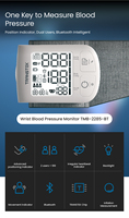 Tensiomètre numérique au poignet électrique Bluetooth TMB-2285-BT avec écran LCD, double utilisateur, 199 mémoires, garantie de 2 ans, CE