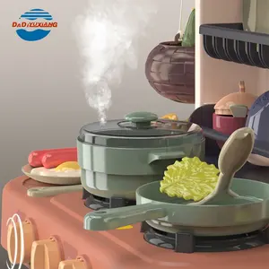Современная игра для приготовления пищи, детская игрушка для кухни, ролевая игрушка для кухни с подсветкой и распылителем