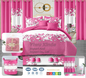 Ensemble de couvre-lit en microfibre douce, ensemble de <span class=keywords><strong>draps</strong></span>, ensemble de literie avec rideaux assortis, taille <span class=keywords><strong>king</strong></span>, ensemble de literie de 24 pièces avec rideaux - Product Image 2