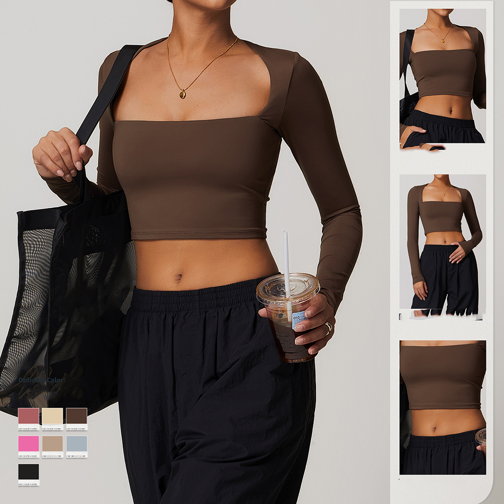Tight Fit Slim Waist Sports Long Sleeved Yoga Clothes, Women's Quick Drying Beautiful Back T-shirt, Sports Running Fitness Top