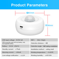Nouveau détecteur de mouvement PIR de plafond ZIGBEE WIFI 2025 compatible avec l'application mobile Tuya par code d'apprentissage