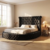 Amerikanisches Luxuriöses Modernes Queen-Size-Bett mit Polsterung Europäisch-Minimalistisches Hochzeitsbett mit Metallrahmen und Boxspring