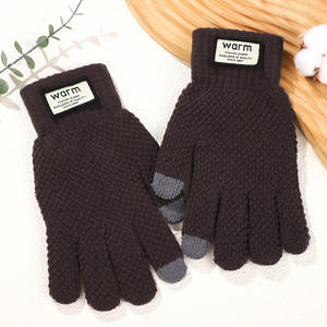 男性用の厚くて暖かいジャカードタッチスクリーンニットグローブ秋と冬用子供用アウトドアカジュアル旅行用防寒 - Product Image 5