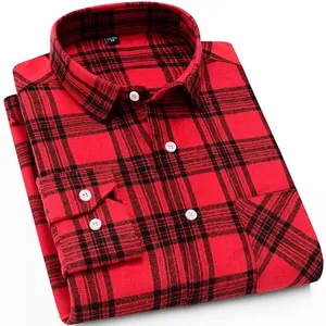 Camisas de <span class=keywords><strong>Manga</strong></span> <span class=keywords><strong>Larga</strong></span> a Cuadros, Casuales, de Moda Coreana, Transpirables, de Algodón, para Hombre, Diseños de Primavera - Product Image 2