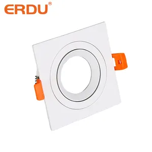 ERDU Commercial White Anti Glare Mr16 Spot Lights Pure Aluminium Gu10 Square Downlight Fitting