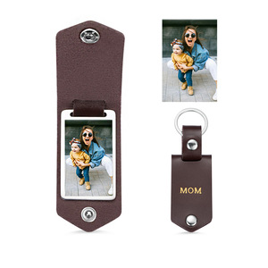 Porte-clés personnalisable en métal pour photos, porte-clés en cuir pour la fête des pères, pince photo 1 pouce pour anniversaire - Product Image 5