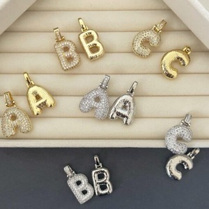 2024 Offre Spéciale plaqué or diamant Zircon gros mignon Alphabet ballon bulle initiale chaîne collier bricolage - Product Image 2