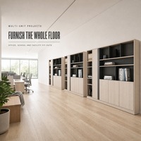 Grande armoire de rangement de bureau en bois, bibliothèque commerciale avec portes et étagères ouvertes, meuble de rangement mural pour classeurs