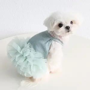 Vestido tutu de cachorro com fio para animais de estimação, novo colorido e fofo primavera verão 2024