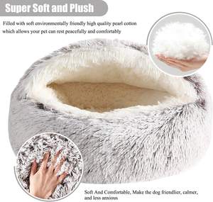 40CM Warm Solid Pattern Katzen bett Höhle Langes Plüsch Haustier Nest Bett mit sofa ähnlichen weichen Kissen Drops hipping unterstützt für Hunde & Katzen - Product Image 2