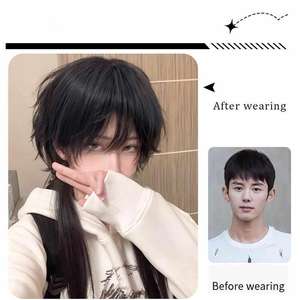 วิกผมยาวตรงสีแพลตตินั่ม พร้อมหน้าม้าปัดข้าง แบบเต็มศีรษะ สำหรับทุกเพศ สไตล์อนิเมะ ไม่ต้องใช้กาว ความหนาแน่น 100% เส้นผมทนความร้อนสูง - Product Image 1