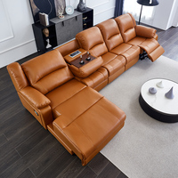 Canapé en Cuir Moderne Multi-Fonctionnel Space Electric Capsule pour Salon et Home Cinéma, Combinaison en Cuir Vachette Premier Étage