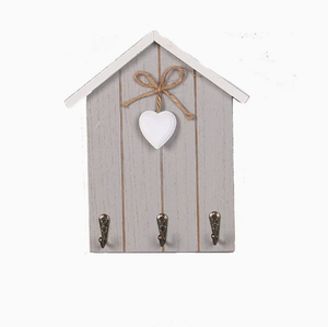 House Shape Wooden <b>Wall</b> Mounted <b>Key</b> Holder 3 Hook Entryway Organizer Decorative Hook <b>Rack</b> <b>for</b> Home - Product Image 1