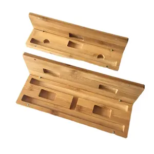 Boîte d'emballage cadeau de baguettes en bois de bambou à couvercle rabattable vernis personnalisé avec aimant fermé