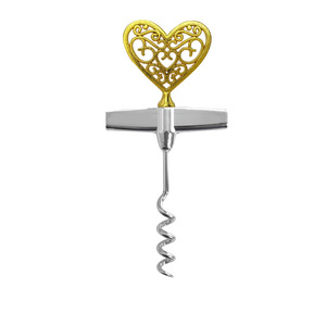 Golden Heart Shaped Bottle Opener Zinc Alloy Wine Corkscrew For Red Wine Spirits Food Grade Material - Product Image 2