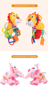 Jouets en peluche Jollybaby, hochets suspendus, animaux (<span class=keywords><strong>lion</strong></span>, éléphant, zèbre, cheval), jouet musical pour poussette et siège auto, rembourrage en coton PP - Product Image 6