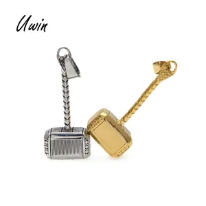 Mạ Vàng Thép Không Gỉ Hammer Pendant Vàng Màu Trang Sức Đảm Bảo 2 Năm Necklace Với Pendant