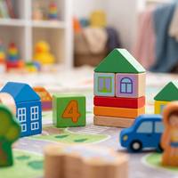 Ensemble de 100 blocs de construction en bois DIY Scène de rue, jouets éducatifs Montessori à empiler pour l'apprentissage précoce des enfants garçons et filles