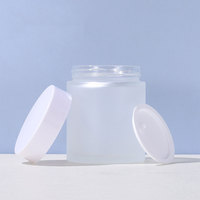 Pot en verre cosmétique vide transparent dépoli avec couvercle en plastique blanc, disponible en 5g, 10g, 15g, 20g, 30g, 50g, 100g, 30ml - Prix de gros