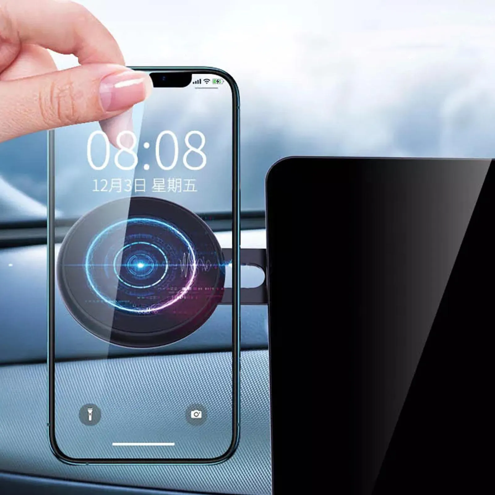 Hot Sales Magnetic Car Phone Holder Mobile Stand Magnet Cellphone Bracelet for Tesla Model 3/Y Hidden Car Mount