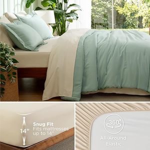 Ensemble de couette Queen, vert sauge, 3 pièces, couettes légères, taille Queen, ensembles de literie unie, couette - Product Image 3