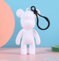 Artecho Promotion Porte-clés Ours Blanc DIY pour Peinture Fluide, 6,5 cm/8 cm, Porte-clés Ours DIY à Surface Givrée pour Peinture Fluide