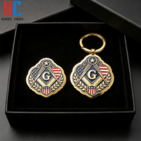 Insignia Masónica con Símbolo G, Bandera Americana de EE. UU., de Metal Esmaltado Chapado en Oro, Diseño Moderno, Personalizada de Fábrica con 20 Años de Experiencia