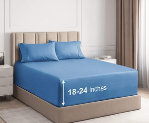 Ensemble de draps super doux 100% polyester, 1800 fils, draps égyptiens de luxe, adaptés aux matelas de 18 à 24 pouces - Product Image 4