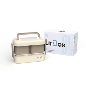 Fiambrera Bento de plástico con calefacción para microondas de 3 compartimentos de doble capa para niños con cajas de ensalada de frutas - Product Image 6