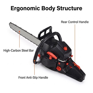 Scie <span class=keywords><strong>à</strong></span> chaîne <span class=keywords><strong>à</strong></span> essence portative de qualité industrielle pour usage extérieur et jardinage, robuste - Product Image 3