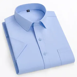 Camicie estive <span class=keywords><strong>taglie</strong></span> <span class=keywords><strong>forti</strong></span> a maniche corte da <span class=keywords><strong>uomo</strong></span> Slim Fit formale da ufficio abiti bianchi - Product Image 4