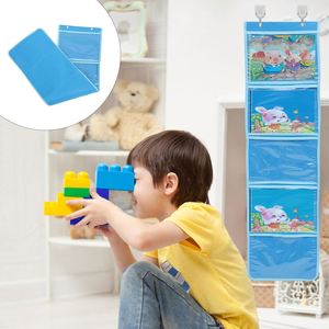 Clear Fabric Hanging Storage Bags for Home and Wall Use Foldable Pocket Chart and Book Pouch for Student Supplies - Product Image 5