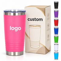Thermos à café réutilisable en acier inoxydable à double paroi isolé sous vide de 20 oz avec logo personnalisé, fileté Unik, avec couvercle pour les voyages