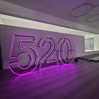 Lettre de décoration de mariage en métal 3D, cadre néon pliable RGB, numéro néon pour la décoration de fête