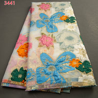 3441 prix de gros dernier or français Tulle dentelle tissu avec fleur africain Organza dentelle tissu avec paillettes broderie pour nous