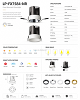 Produsen Downlight LED COB Terpasang Tetap OEM ODM, Lubang Potong 75mm untuk Proyek Ritel, Hotel, dan Hunian LP-FX7584-NR-23