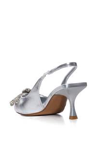 Sandales à lanières en T pour femmes, escarpins slim pour mariée, escarpins à talons hauts argentés Croc bon marché - Product Image 4