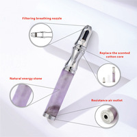 Collier respiratoire en pierre naturelle et bambou pour la méditation assistée, l'apaisement de l'anxiété, avec noyau de remplacement 5x20pro MAX et aromathérapie aux fruits