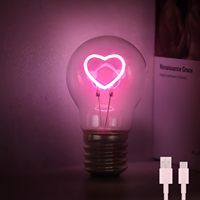 Ampoule LED Edison E40 DC5V personnalisée en verre pour décorations de Noël, motif visage souriant et cœur, rechargeable USB-C, veilleuse