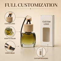 Diffuseur de parfum pour voiture personnalisé, flacon carré en verre suspendu avec bouchon en bois, avec votre logo, fabricant OEM ODM, marque privée, vente en gros