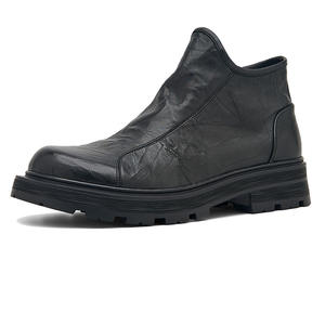 Premium Men's Toe Slip-On Classic Trendy Gradient Design <b>Ankle</b> Waterproof Anti-Slippery Rubber Outsole Genuine Leather Upper - Product Image 5