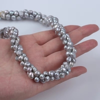 Ensemble collier et bracelet en perles de style baroque couleur gris, bijoux fantaisie en gros, chaîne en argent 925 plaqué or