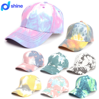 Cappellino da Baseball Unisex in Cotone Tie-Dye Sfumato a 6 Pannelli, Stile Coreano Streetwear, Colorato con Visiera Curva, Leggero, Protezione Solare, Fibbia in Metallo