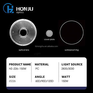 HONJU 150W 하이 베이 라이트 렌즈 226MM 직경 120 도 광학 PC 플라스틱 소재 UFO 산업용 LED 렌즈 반사경 - Product Image 4