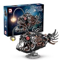 Deke DK7042 Lanterne mécanique en forme de poisson, jouet de construction lumineux, puzzle éducatif en plastique ABS, cadeau d'anniversaire pour bébé, compatible avec les LEGO