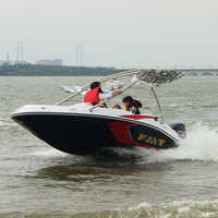 Bateau sportif en fibre de verre Seadoo avec moteur hors-bord rouge et blanc, 4 places, jet ski, mini bateau de pêche, bateau de surf pour rivière et océan