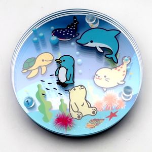 Venta caliente clásico Animal patrón impreso posavasos de plástico transparente respetuoso con el medio ambiente Canplow promoción océano diseño 4 "regalos de recuerdo - Product Image 6