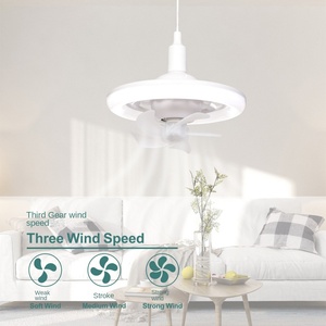 หลอดไฟพัดลม LED E27หรี่แสงได้อัจฉริยะรีโมทคอนโทรล3สปีดคุณภาพสูงดีไซน์ทันสมัยทำจากสแตนเลส K9โรงแรม - Product Image 6