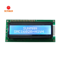 Modul LCD STN 16*2 Karakter Film Biru Lampu Latar Sisi Putih Pengontrol ST7066 5V SMC1602A-H1W4