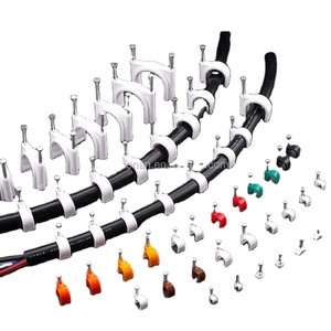 Clips de câble électrique, 5 pièces, Fix blanc rond plat avec clou en acier, vente en gros - Product Image 1